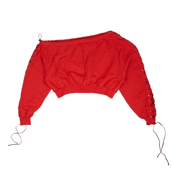UNRAVEL PROJECT Red Off The Shoulder Sweatshirt Size XS $805 - Picture 1 of 7